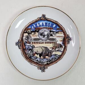 Vintage Oklahoma Buffalo Country Collector Plate 7 Inch